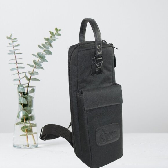 Gard Handbags - Gard Mid-Suspension Flute Black Canvas Leather Large Accessory Gig Bag